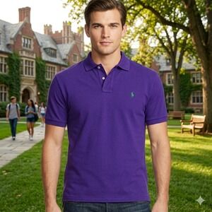 Polo Ralph Lauren Polo Shirt Mens XLT Purple Green Pony Tall Cotton Pique